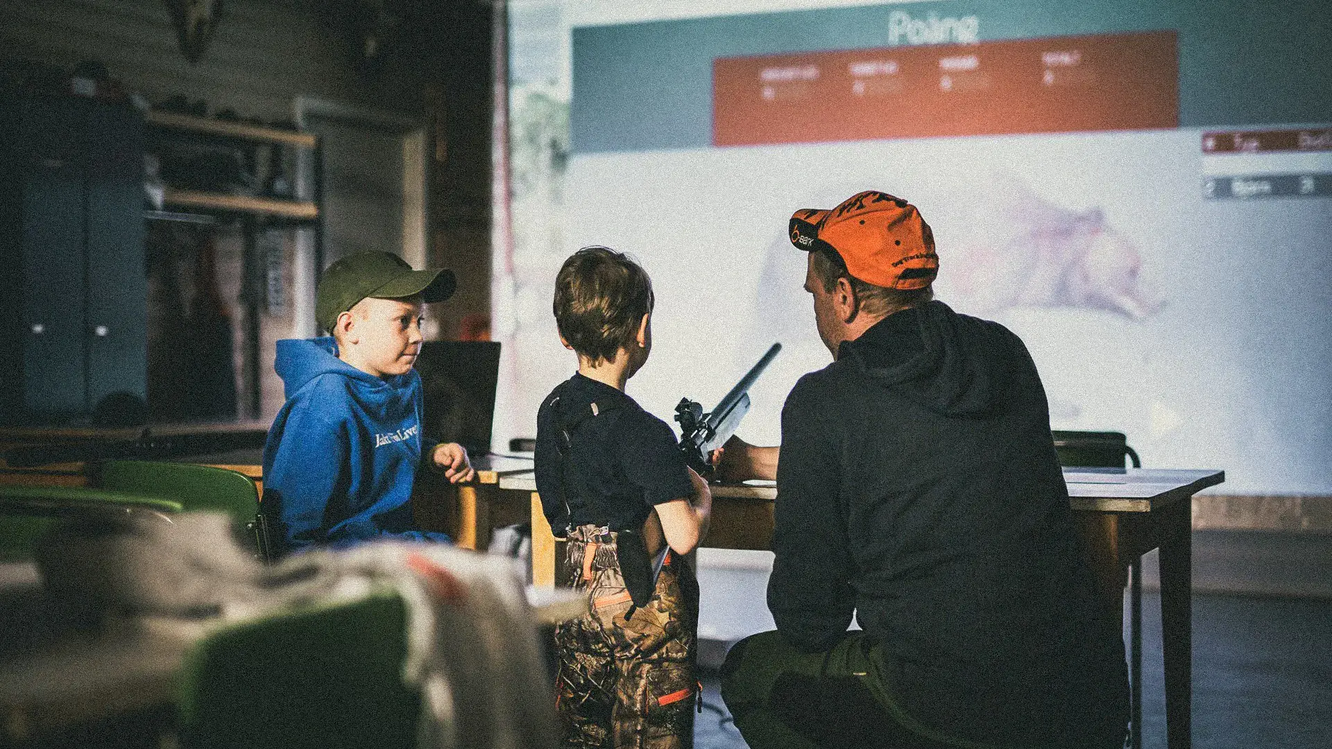 Hunting club members training together on the SimWay Hunt Pro simulator in Malax, Finland