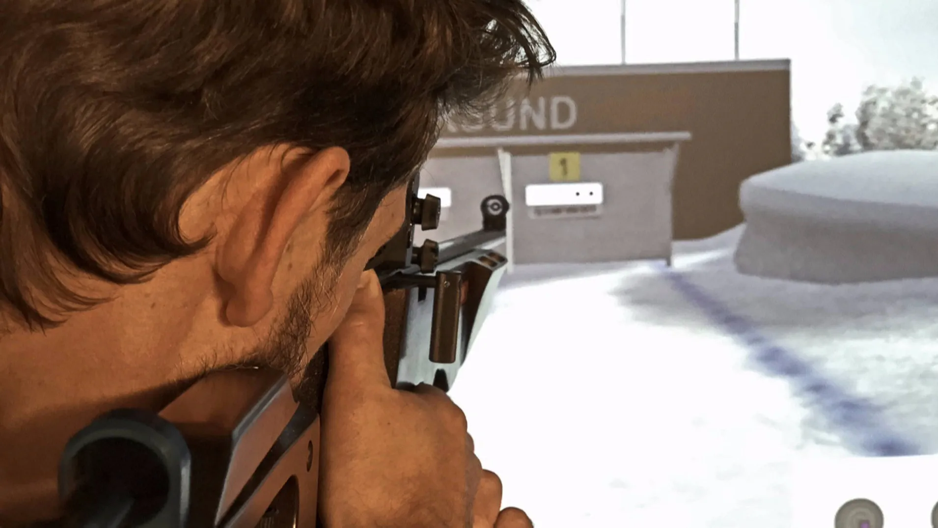 SimWay Biathlon shooting range in the simulator