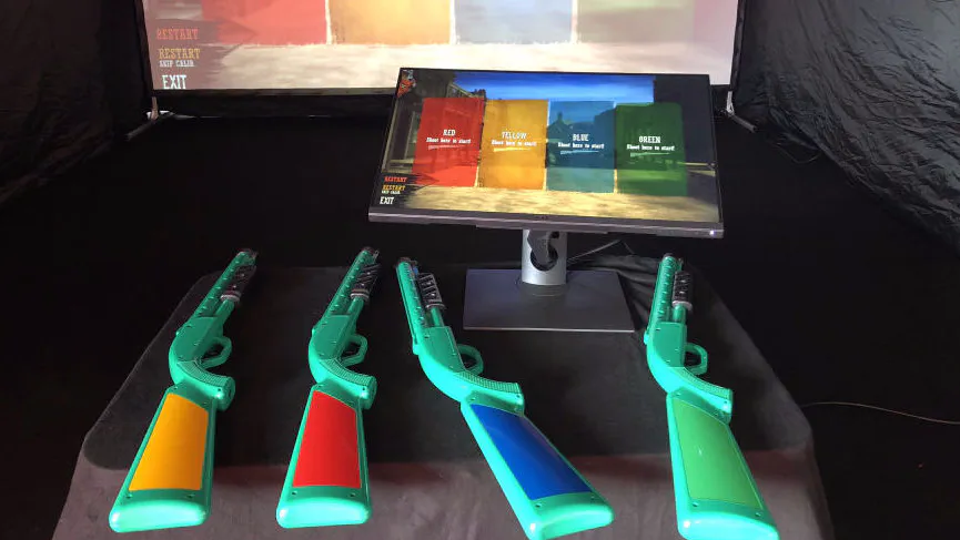 Wild West simulator hardware with gun replicas